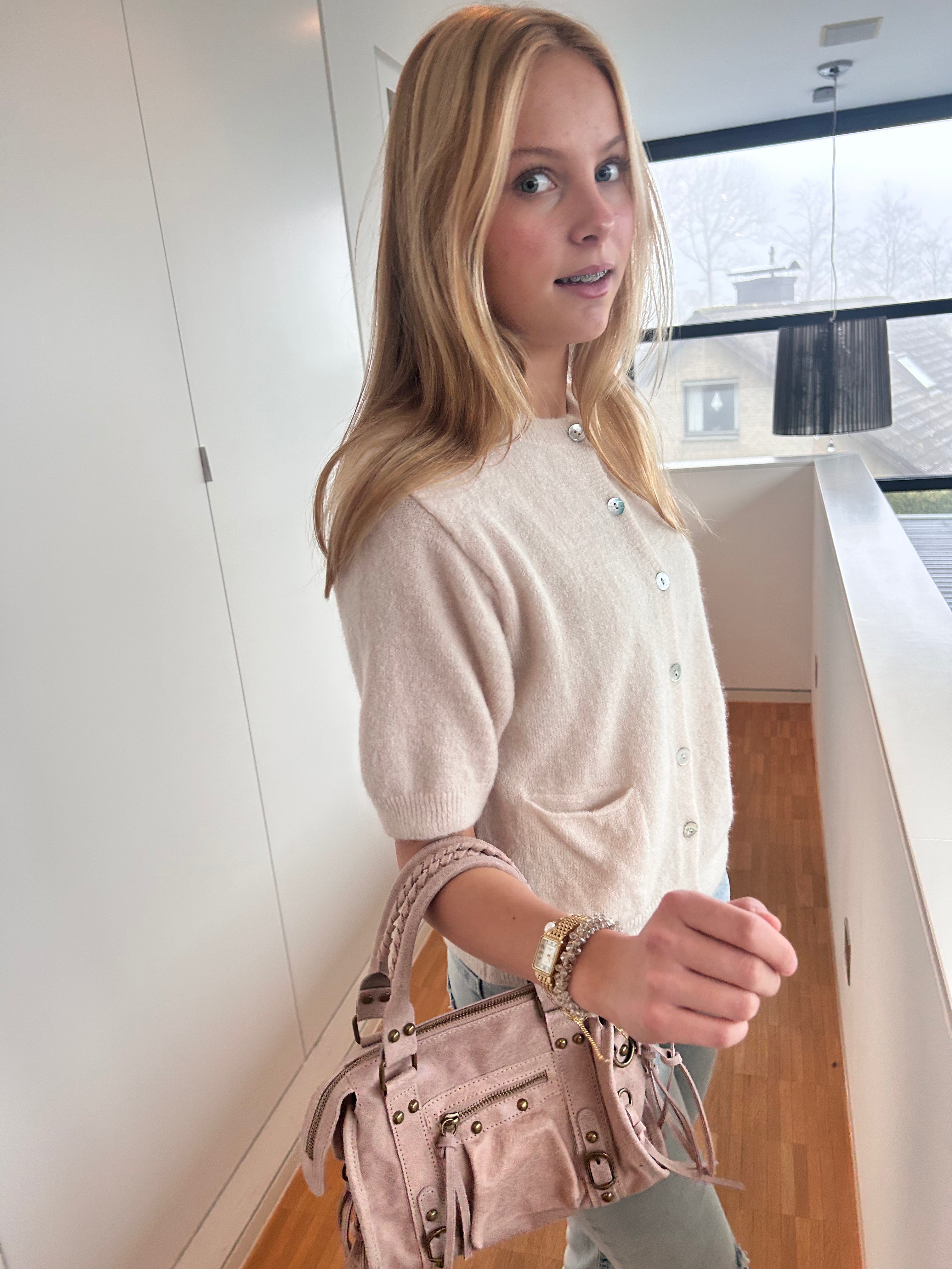 Babyalpaka Strickjacke Kurzarm